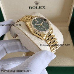 Rolex Datejust 31mm 1:1 Super Clone Yellow Gold Diamonds Set Floral Motif Olive Green Dial 2236 Swiss Movement Replica Watch Ref-278288RBR