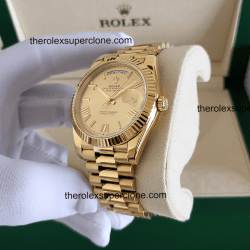 Rolex Day-Date 1:1 Super Clone 18kt Yellow Gold Champagne-Colour Dial 3255 Swiss Movement Replica Watch Ref-228238