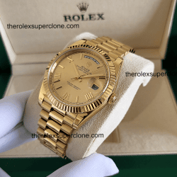 Rolex Day-Date 1:1 Super Clone 18kt Yellow Gold Champagne-Colour Dial 3255 Swiss Movement Replica Watch Ref-228238