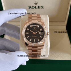 Rolex Day-Date 1:1 Super Clone Everose Gold Eisenkiesel with Diamonds Set Dial 3255 Swiss Movement Replica Watch Ref-228235