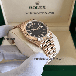 Rolex Day-Date 1:1 Super Clone Everose Gold Eisenkiesel with Diamonds Set Dial 3255 Swiss Movement Replica Watch Ref-228235