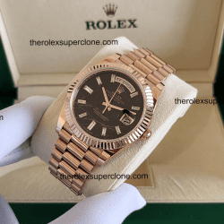 Rolex Day-Date 1:1 Super Clone Everose Gold Eisenkiesel with Diamonds Set Dial 3255 Swiss Movement Replica Watch Ref-228235