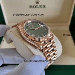 Rolex Day-Date 1:1 Super Clone Everose Gold Olive Green Dial 3255 Swiss Movement Replica Watch Ref-228235