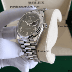 Rolex Day-Date 1:1 Super Clone Oyster Platinum Olive Green Dial 3255 Swiss Movement Replica Watch Ref-228236