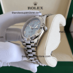 Rolex Day-Date 1:1 Super Clone Platinum Ice Blue Dial 3255 Swiss Movement Replica Watch Ref-228236