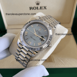 Rolex Day-Date 1:1 Super Clone Platinum Ice Blue Dial 3255 Swiss Movement Replica Watch Ref-228236