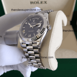 Rolex Day-Date 1:1 Super Clone White Gold Bright Blue Dial 3255 Swiss Movement Replica Watch Ref-228239