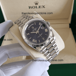 Rolex Day-Date 1:1 Super Clone White Gold Bright Blue Dial 3255 Swiss Movement Replica Watch Ref-228239