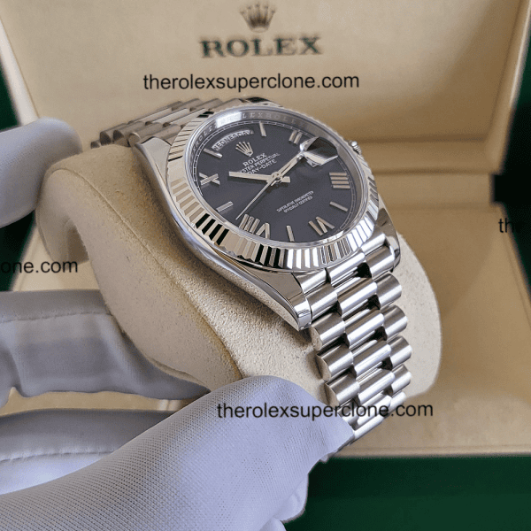 Rolex Day-Date 1:1 Super Clone White Gold Bright Blue Dial 3255 Swiss Movement Replica Watch Ref-228239