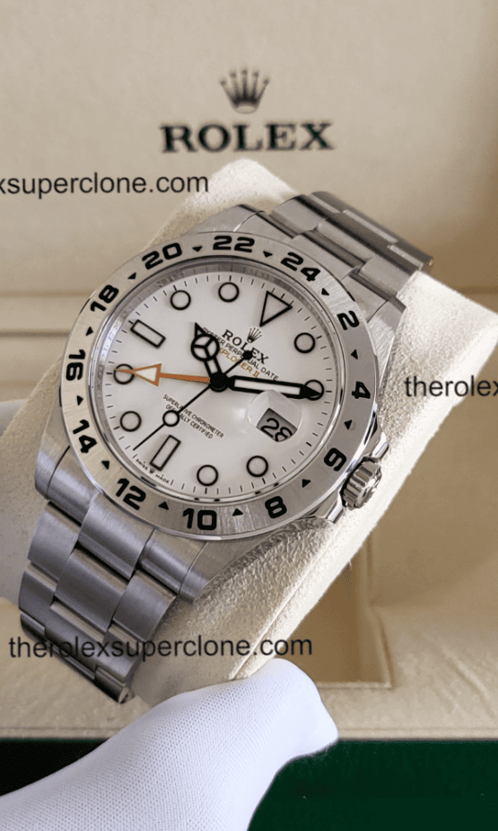 Rolex Explorer II 1:1 Super Clone Oystersteel White Dial 3285 Swiss Movement Replica Watch Ref-226570