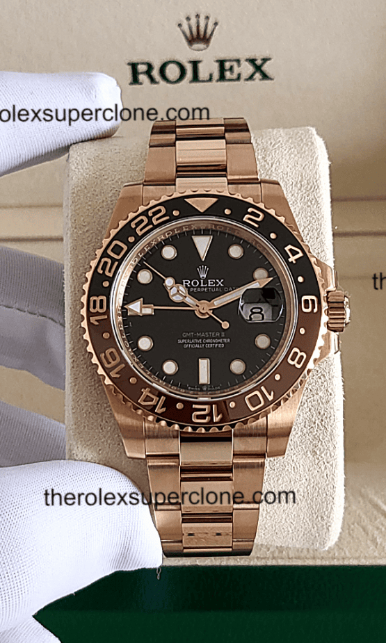 Rolex GMT Master II 11 Super Clone Everose Gold Black Dial 3285 Swiss Movement Replica Watch Ref-126715CHNR