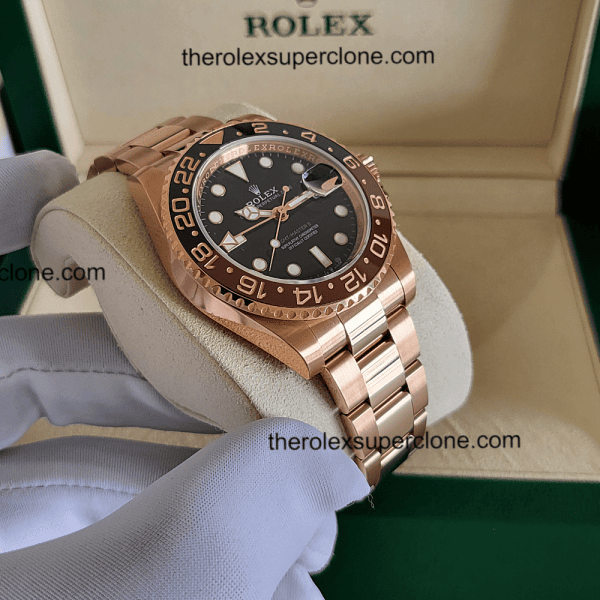 Rolex GMT Master II 11 Super Clone Everose Gold Black Dial 3285 Swiss Movement Replica Watch Ref-126715CHNR