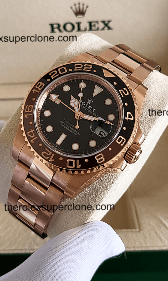 Rolex GMT Master II 11 Super Clone Everose Gold Black Dial 3285 Swiss Movement Replica Watch Ref-126715CHNR