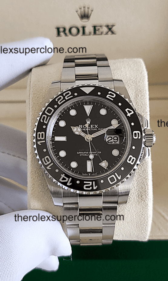 Rolex GMT Master II 11 Super Clone Stainless Steel Black Dial 3285 Swiss Movement Replica Watch Ref-126710GRNR