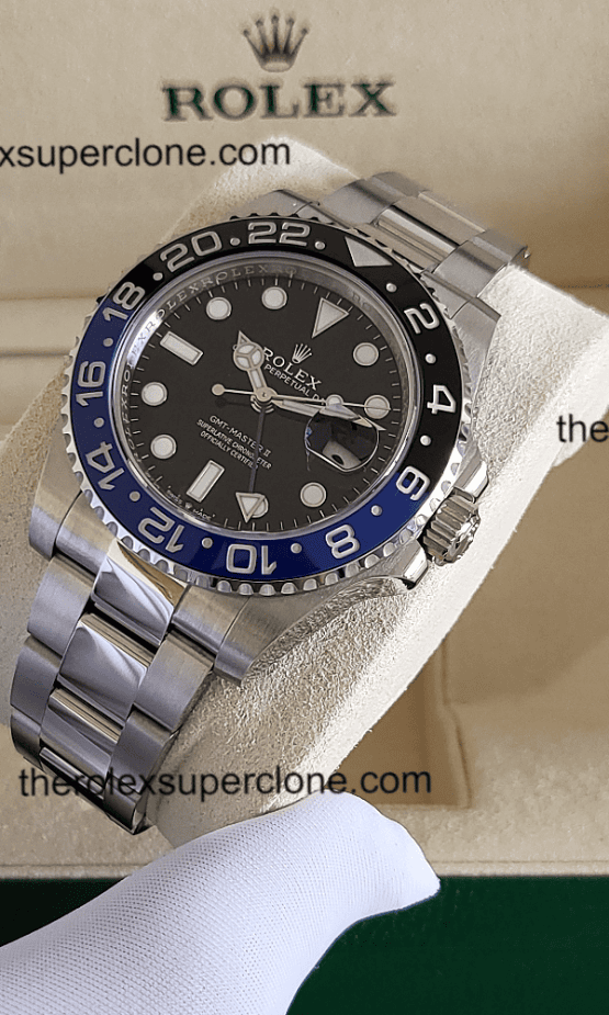 Rolex GMT Master II BATMAN 1:1 Super Clone Stainless Steel Black Dial 3285 Swiss Movement Replica Watch Ref-126710BLNR