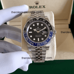 Rolex GMT Master II BATMAN 1:1 Super Clone Stainless Steel Jubilee Bracelet Black Dial 3285 Swiss Movement Replica Watch Ref-126710BLNR