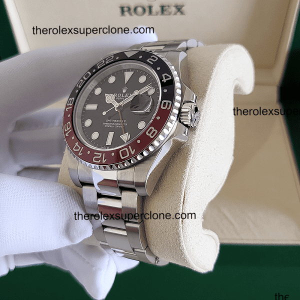 Rolex GMT Master II Pepsi 1:1 Super Clone Stainless Steel Black Dial 3285 Swiss Movement Replica Watch Ref-126710BLRO