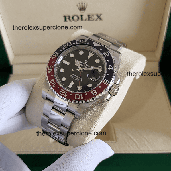 Rolex GMT Master II Pepsi 1:1 Super Clone Stainless Steel Black Dial 3285 Swiss Movement Replica Watch Ref-126710BLRO