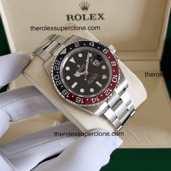 Rolex GMT Master II Pepsi 1:1 Super Clone Stainless Steel Black Dial 3285 Swiss Movement Replica Watch Ref-126710BLRO