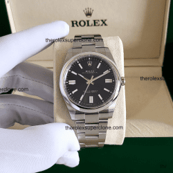 Rolex Oyster Perpetual 1:1 Super Clone Stainless Steel Bright Blue Dial 3230 Swiss Movement Replica Watch Ref-124300