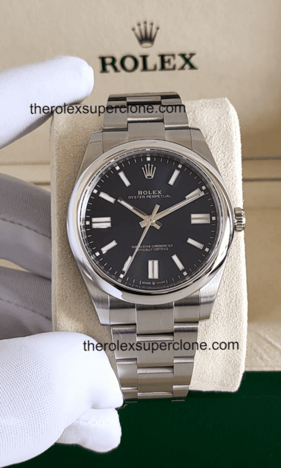 Rolex Oyster Perpetual 1:1 Super Clone Stainless Steel Bright Blue Dial 3230 Swiss Movement Replica Watch Ref-124300