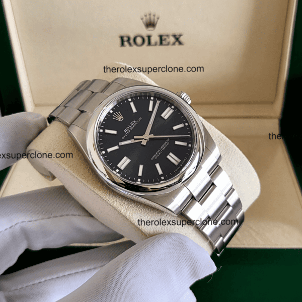 Rolex Oyster Perpetual 1:1 Super Clone Stainless Steel Bright Blue Dial 3230 Swiss Movement Replica Watch Ref-124300