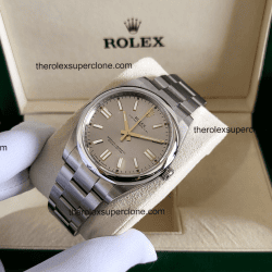 Rolex Oyster Perpetual 1:1 Super Clone Stainless Steel Silver Dial 3230 Swiss Movement Replica Watch Ref-124300