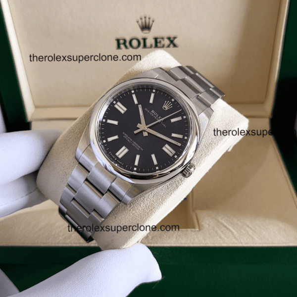 Rolex Oyster Perpetual 1:1 Super Clone Stainless Steel Bright Blue Dial 3230 Swiss Movement Replica Watch Ref-124300