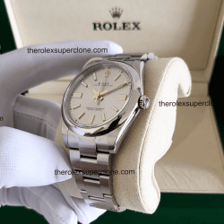 Rolex Oyster Perpetual 1:1 Super Clone Stainless Steel Silver Dial 3230 Swiss Movement Replica Watch Ref-124300