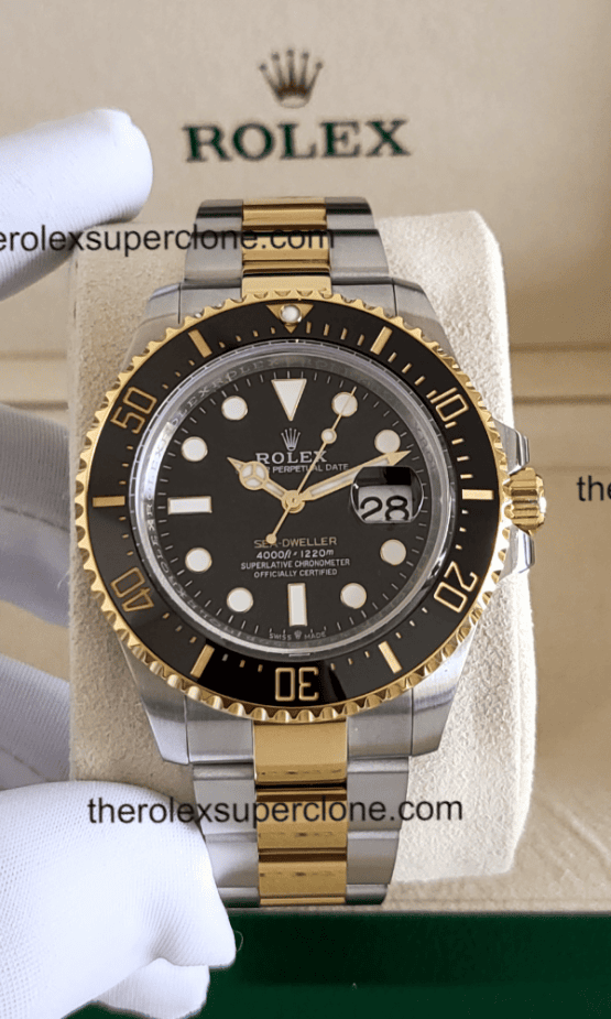 Rolex Sea-Dweller 1:1 Super Clone Oystersteel And Yellow Gold Intense Black Dial 3235 Swiss Movement Replica Watch Ref-126603