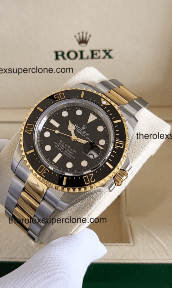 Rolex Sea-Dweller 1:1 Super Clone Oystersteel And Yellow Gold Intense Black Dial 3235 Swiss Movement Replica Watch Ref-126603