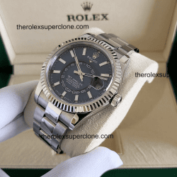 Rolex Sky-Dweller 1:1 Super Clone Oystersteel and White Gold Bright Blue Dial 9002 Swiss Movement Replica Watch Ref-336934