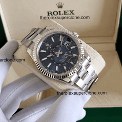 Rolex Sky-Dweller 1:1 Super Clone Oystersteel and White Gold Bright Blue Dial 9002 Swiss Movement Replica Watch Ref-336934