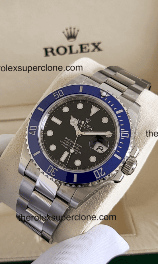 Rolex Submariner Date 1:1 Super Clone 18kt White Gold Black Dial with Blue Ceramic Bezel 3235 Swiss Movement Replica Watch Ref-126619LB