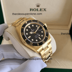 Rolex Submariner Date 1:1 Super Clone 18kt Yellow Gold Black Dial 3235 Swiss Movement Replica Watch Ref-126618LN