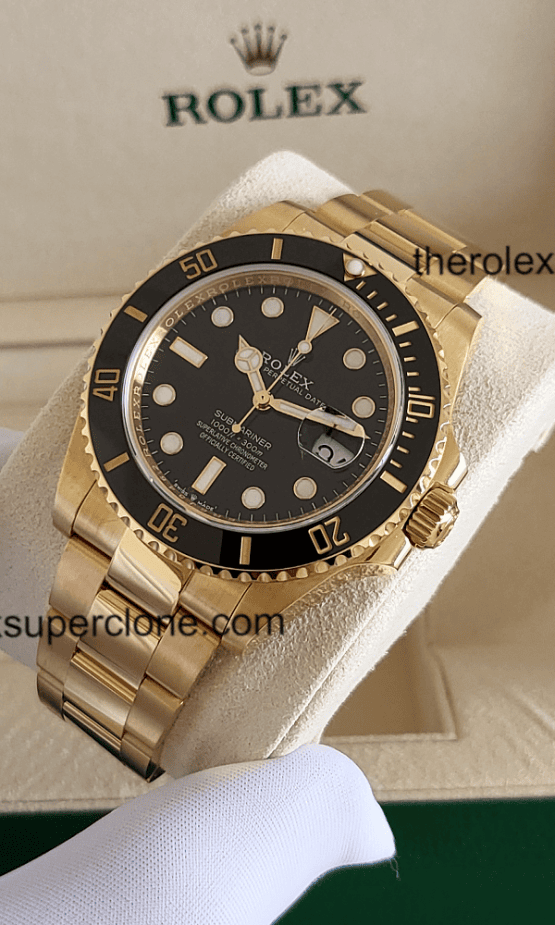 Rolex Submariner Date 1:1 Super Clone 18kt Yellow Gold Black Dial 3235 Swiss Movement Replica Watch Ref-126618LN