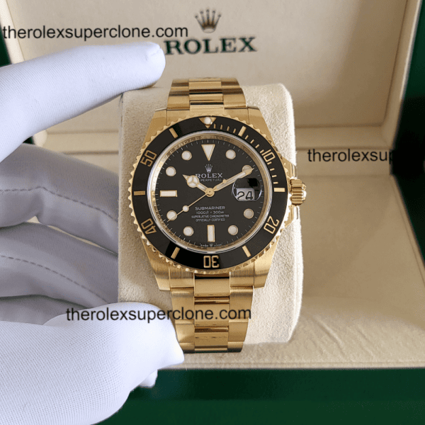 Rolex Submariner Date 11 Super Clone 18kt Yellow Gold Black Dial 3235 Swiss Movement Replica Watch Ref-126618LN