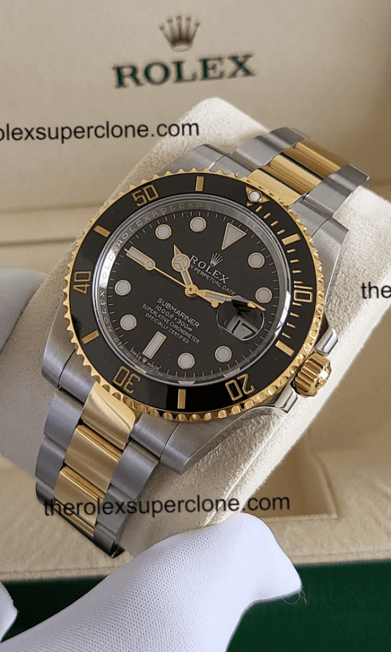 Rolex Submariner Date 1:1 Super Clone 2-Tone Black Dial 3235 Swiss Movement Replica Watch Ref-126613LN