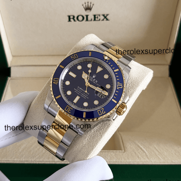 Rolex Submariner Date 1:1 Super Clone 2-Tone Royal Blue Dial 3235 Swiss Movement Replica Watch Ref-126613LB