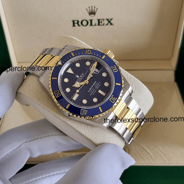 Rolex Submariner Date 1:1 Super Clone 2-Tone Royal Blue Dial 3235 Swiss Movement Replica Watch Ref-126613LB