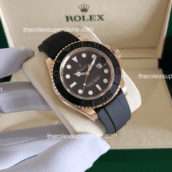 Rolex Yacht-Master 1:1 Super Clone Everose Gold Oysterflex Intense Black Dial 3235 Swiss Movement Replica Watch Ref-126655