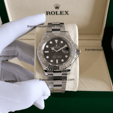 Rolex Yacht-Master 11 Super Clone Oystersteel and platinum Slate Dial 3235 Swiss Movement Replica Watch Ref-126622