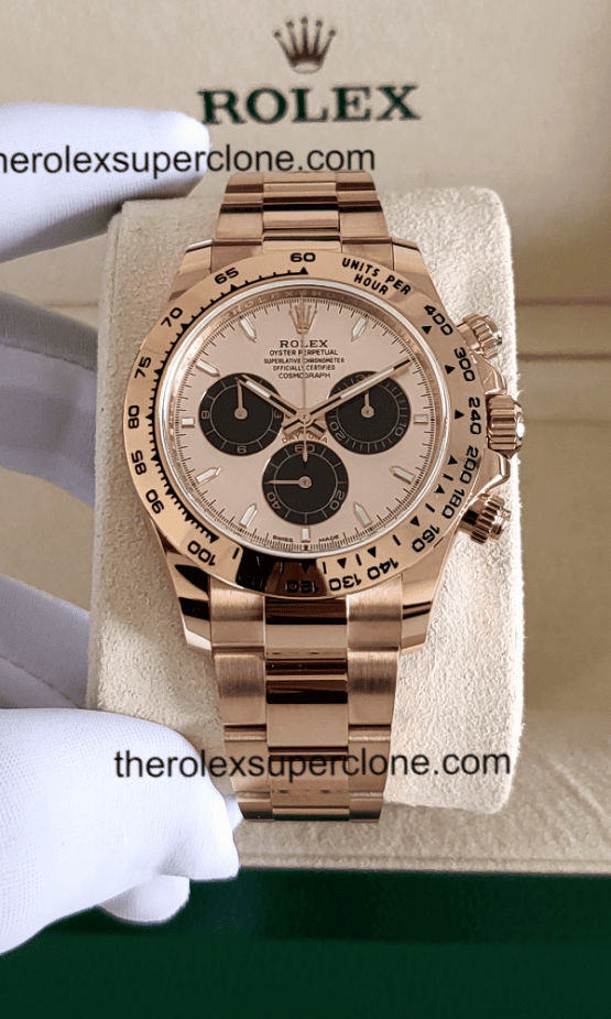 Rolex Cosmograph Daytona 1:1 Super Clone Everose Gold Sundust and Bright Black Dial 4131 Swiss Movement Replica Watch Ref-126505