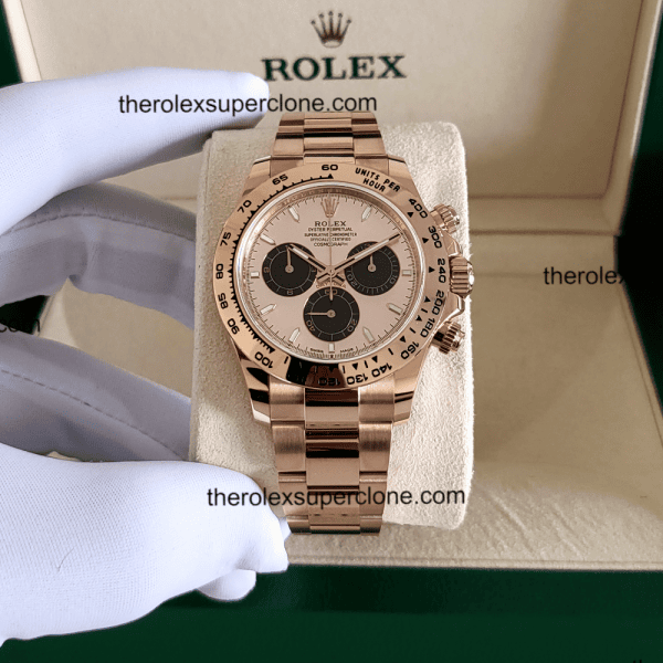 Rolex Cosmograph Daytona 1:1 Super Clone Everose Gold Sundust and Bright Black Dial 4131 Swiss Movement Replica Watch Ref-126505