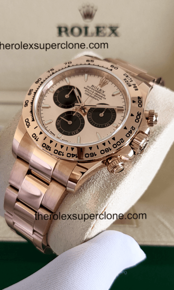 Rolex Cosmograph Daytona 1:1 Super Clone Everose Gold Sundust and Bright Black Dial 4131 Swiss Movement Replica Watch Ref-126505