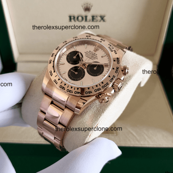 Rolex Cosmograph Daytona 1:1 Super Clone Everose Gold Sundust and Bright Black Dial 4131 Swiss Movement Replica Watch Ref-126505