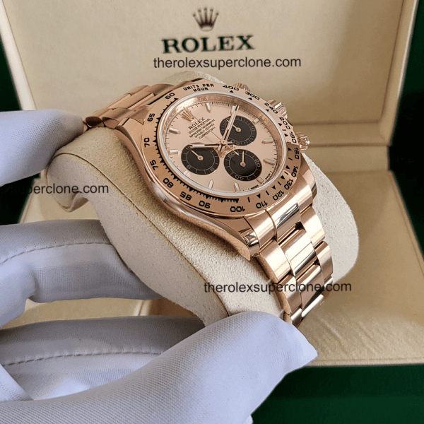 Rolex Cosmograph Daytona 1:1 Super Clone Everose Gold Sundust and Bright Black Dial 4131 Swiss Movement Replica Watch Ref-126505