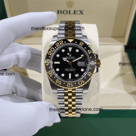 Rolex GMT Master II 1:1 Super Clone Oystersteel and Yellow Gold Black Dial 3285