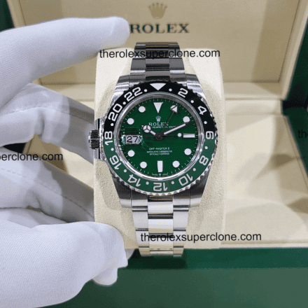 : Rolex GMT Master II Left-Hand 1:1 Super Clone White Gold Green Ceramic Dial 3285